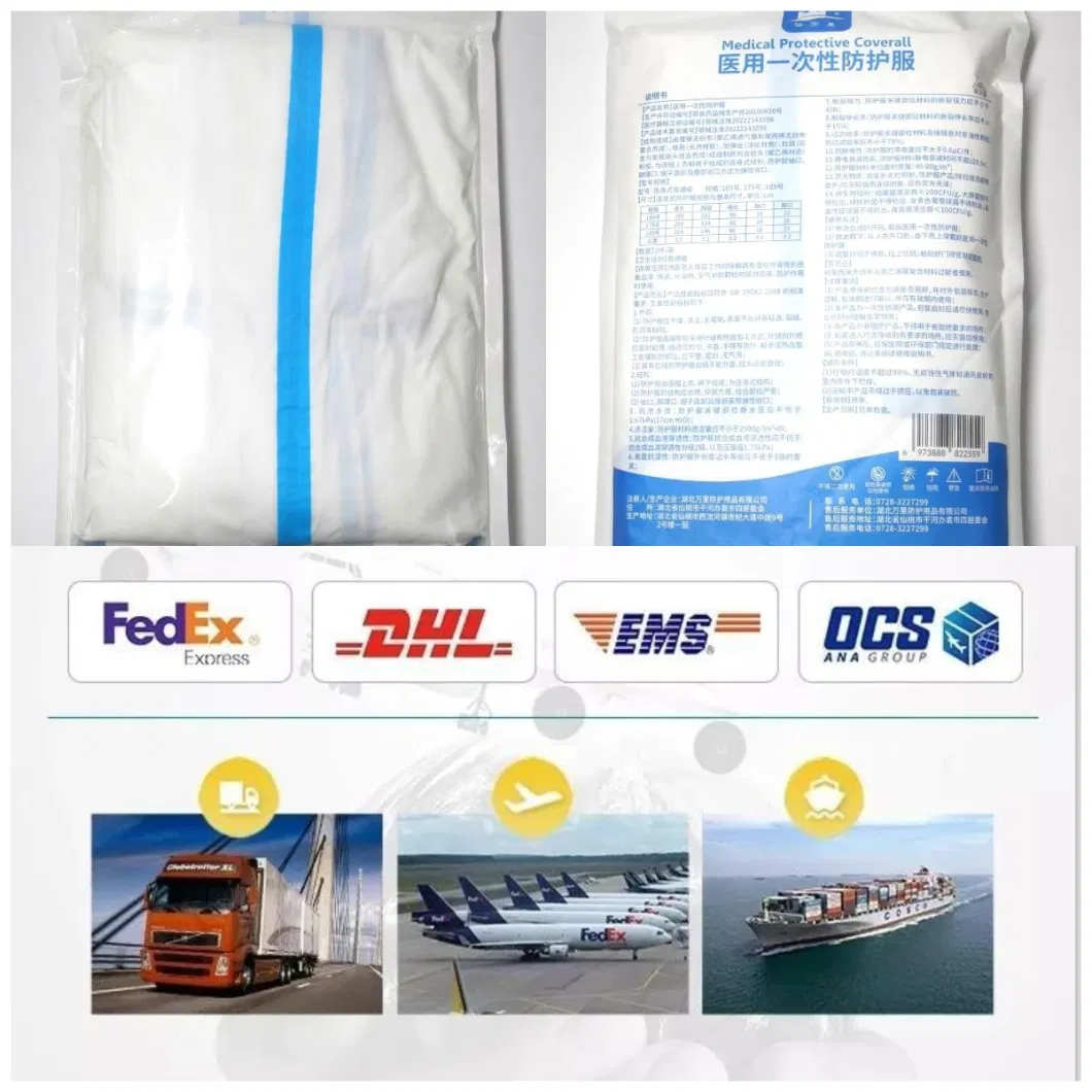 Type 5/6 PPE Anti-Static Workwear Disposable /Industry Waterproof/Lab/Safety/Work/ Dmicroporous/SMS/PP Hooded Nonwoven Medical Coverall Cat3 CE En 14126 1149