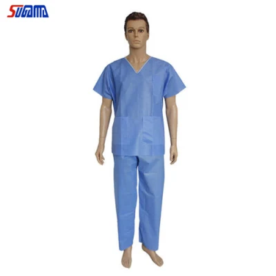 Costumes de gommage d'hôpital médical unisexes à col en V en polycoton